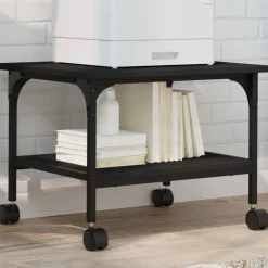 vidaXL Printerkastje 2-laags 50x40x38 cm bewerkt hout zwart