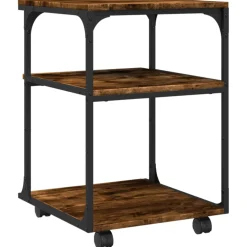 vidaXL Printerkastje 3-laags 43x48x64 cm bewerkt hout gerookt eiken