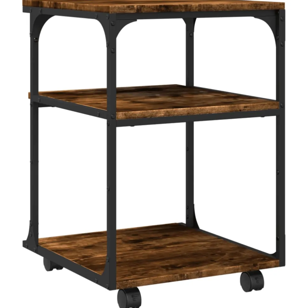 vidaXL Printerkastje 3-laags 43x48x64 cm bewerkt hout gerookt eiken