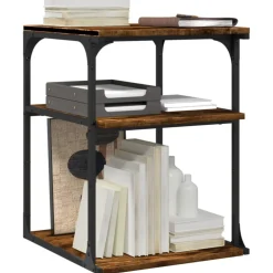 vidaXL Printerkastje 3-laags 43x48x64 cm bewerkt hout gerookt eiken