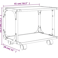 vidaXL Printerkastje 2-laags 41x28x33,5 cm bewerkt hout zwart