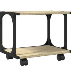 vidaXL Printerkastje 2-laags 41x28x33,5 cm bewerkt hout zwart