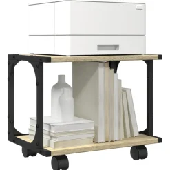 vidaXL Printerkastje 2-laags 41x28x33,5 cm bewerkt hout zwart