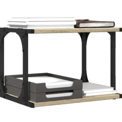 vidaXL Printerkastje 2-laags 41x28x33,5 cm bewerkt hout zwart