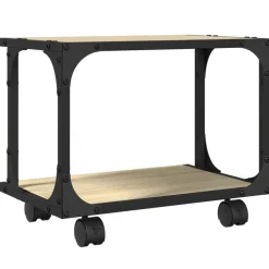 vidaXL Printerkastje 2-laags 41x28x33,5 cm bewerkt hout zwart