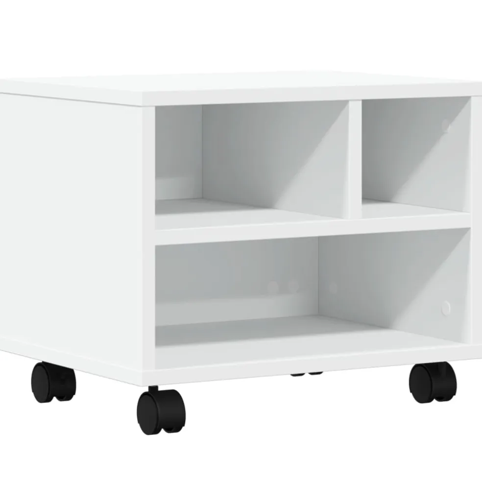 vidaXL Printerkastje met wielen 41x32x34,5 cm wit