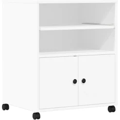 vidaXL Printerkastje met wielen 60x48x74 cm wit