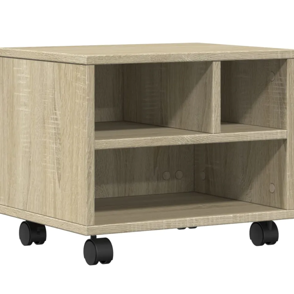 vidaXL Printerkastje met wielen 60x50x67 cm sonoma eikenkleurig