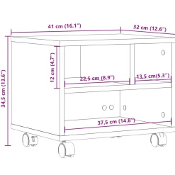 vidaXL Printerkastje met wielen 60x50x67 cm sonoma eikenkleurig
