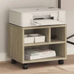 vidaXL Printerkastje met wielen 60x50x67 cm sonoma eikenkleurig