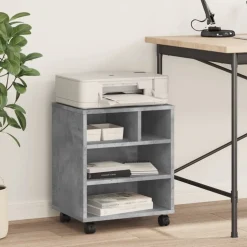 vidaXL Printerkastje met wielen 41x32x48 cm betongrijs
