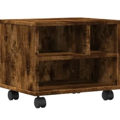vidaXL Printerkastje met wielen 41x32x34,5 cm gerookt eikenkleurig