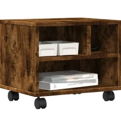 vidaXL Printerkastje met wielen 41x32x34,5 cm gerookt eikenkleurig