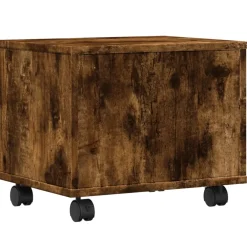 vidaXL Printerkastje met wielen 41x32x34,5 cm gerookt eikenkleurig
