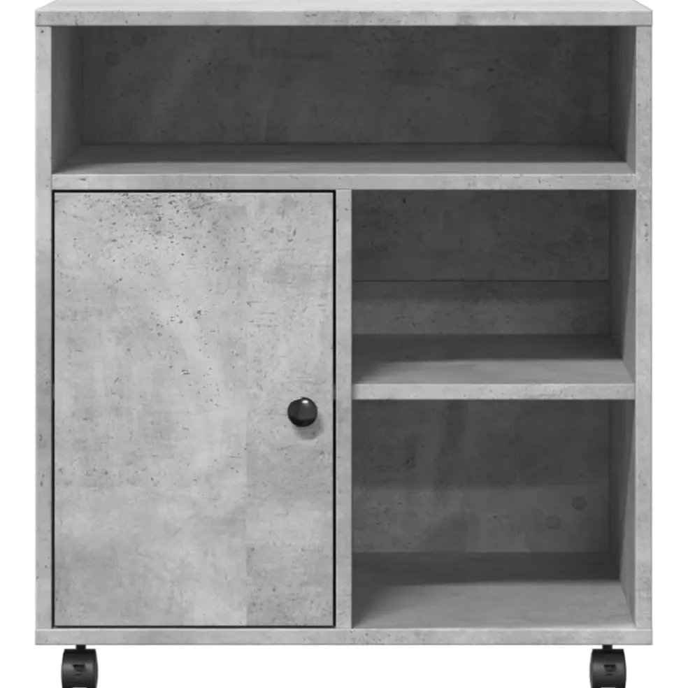 vidaXL Printerkastje met wielen 60x50x67 cm betongrijs