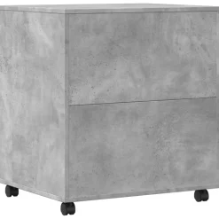 vidaXL Printerkastje met wielen 60x50x67 cm betongrijs