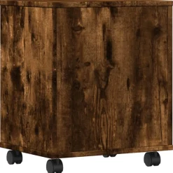 vidaXL Printerkastje met wielen 41x32x48 cm gerookt eikenkleurig