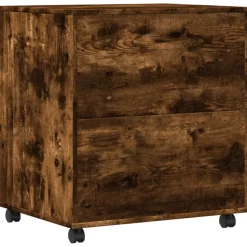 vidaXL Printerkastje met wielen 60x50x67 cm gerookt eikenkleurig