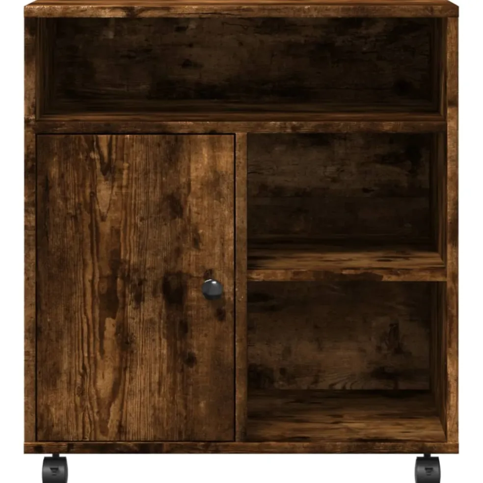 vidaXL Printerkastje met wielen 60x50x67 cm gerookt eikenkleurig