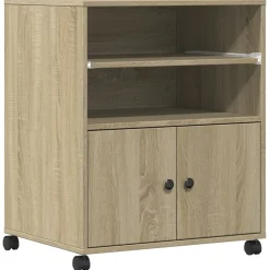 vidaXL Printerkastje met wielen 60x48x74 cm sonoma eikenkleurig