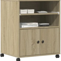 vidaXL Printerkastje met wielen 60x48x74 cm sonoma eikenkleurig