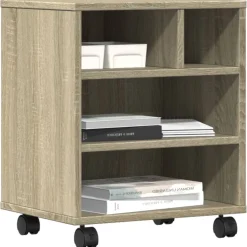 vidaXL Printerkastje met wielen 41x32x48 cm sonoma eikenkleurig
