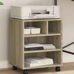 vidaXL Printerkastje met wielen 41x32x48 cm sonoma eikenkleurig