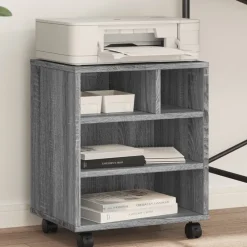 vidaXL Printerkastje met wielen 41x32x48 cm grijs sonoma eikenkleur