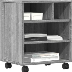 vidaXL Printerkastje met wielen 41x32x48 cm grijs sonoma eikenkleur