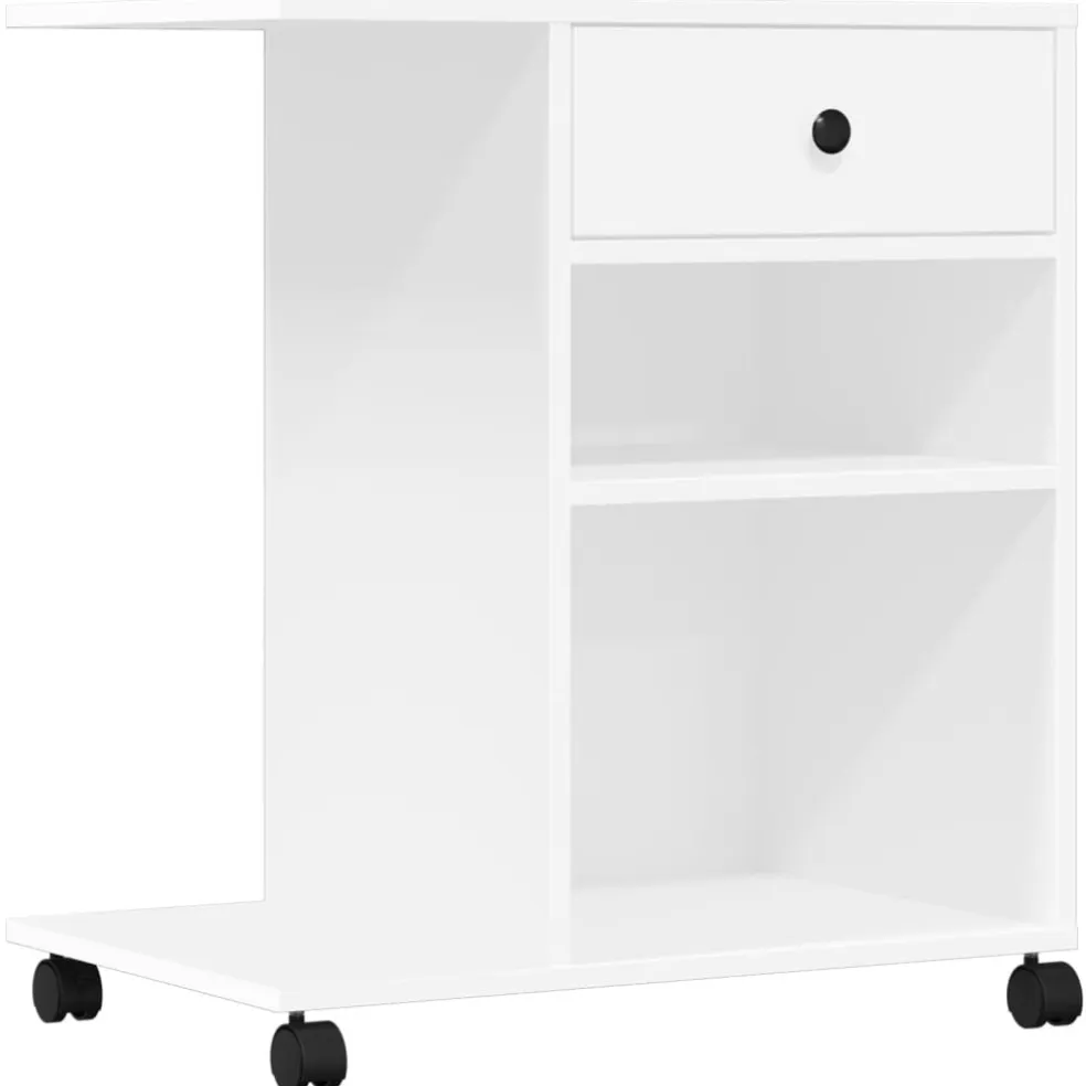vidaXL Printerkastje met wielen 60x40x68,5 cm wit
