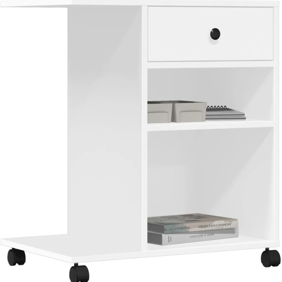 vidaXL Printerkastje met wielen 60x40x68,5 cm wit