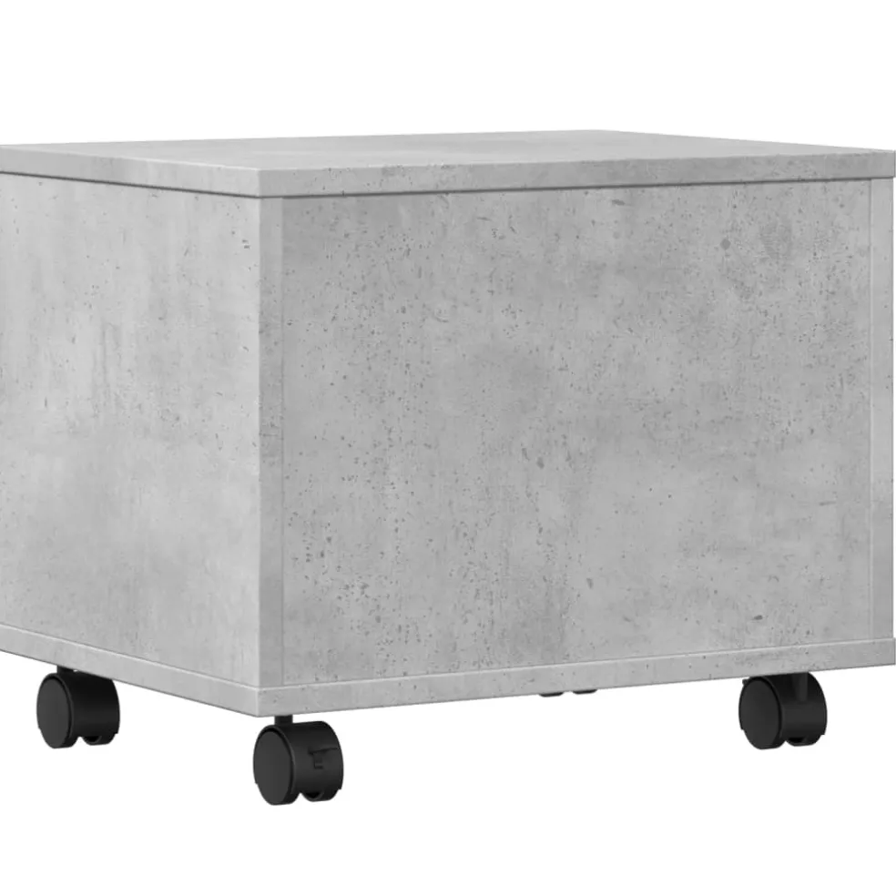vidaXL Printerkastje met wielen 41x32x34,5 cm betongrijs