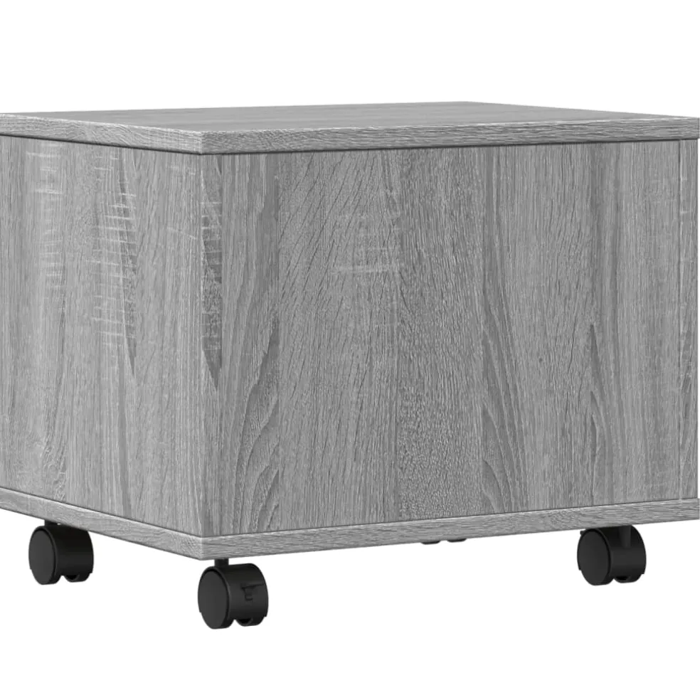 vidaXL Printerkastje met wielen 41x32x34,5 cm grijs sonoma eikenkleur
