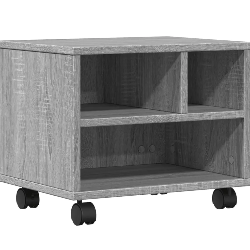 vidaXL Printerkastje met wielen 41x32x34,5 cm grijs sonoma eikenkleur