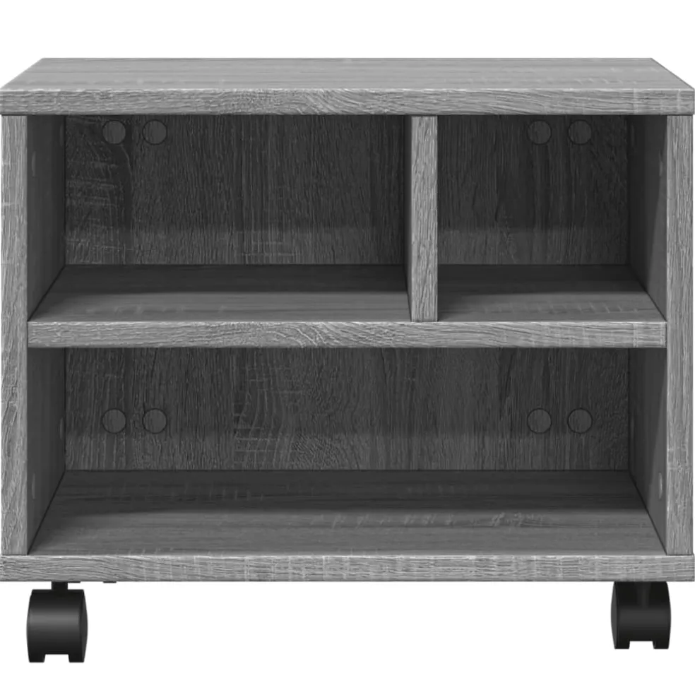 vidaXL Printerkastje met wielen 41x32x34,5 cm grijs sonoma eikenkleur