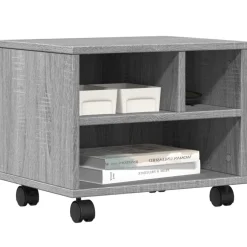 vidaXL Printerkastje met wielen 41x32x34,5 cm grijs sonoma eikenkleur