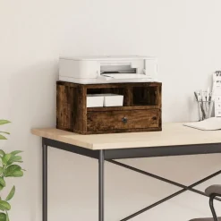 vidaXL Printerkastje 40x32x22,5 cm bewerkt hout gerookt eikenkleurig
