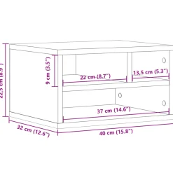 vidaXL Printerkastje 40x32x22,5 cm bewerkt hout sonoma eikenkleurig