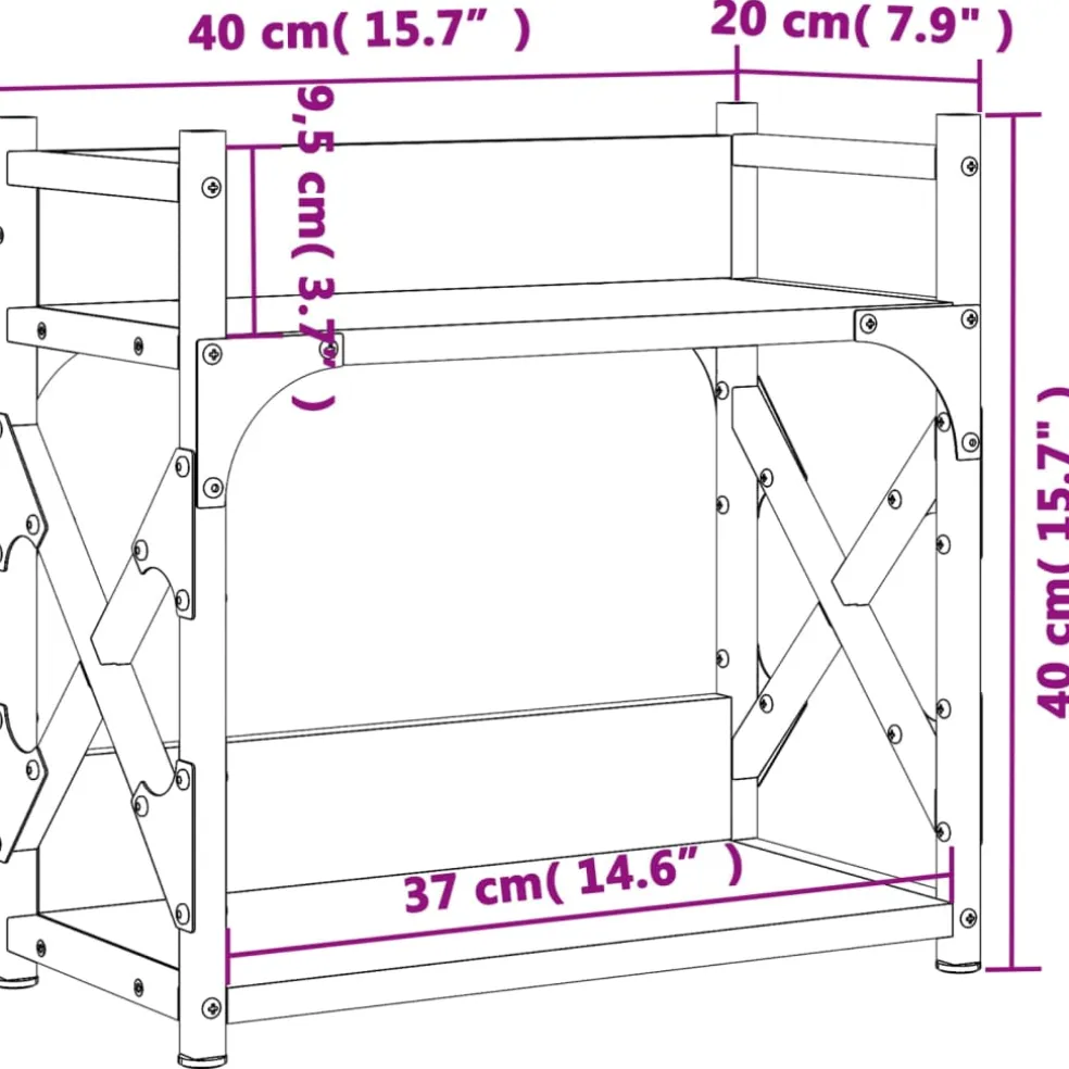 vidaXL Printerstandaard 2-laags 40x20x40 cm bewerkt hout sonoma eiken