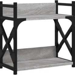 vidaXL Printerstandaard 2-laags 40x20x40 cm bewerkt hout grijs sonoma