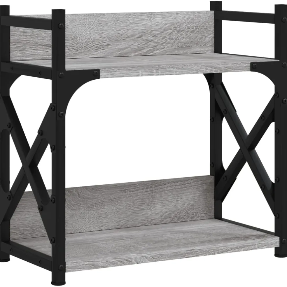 vidaXL Printerstandaard 2-laags 40x20x40 cm bewerkt hout grijs sonoma