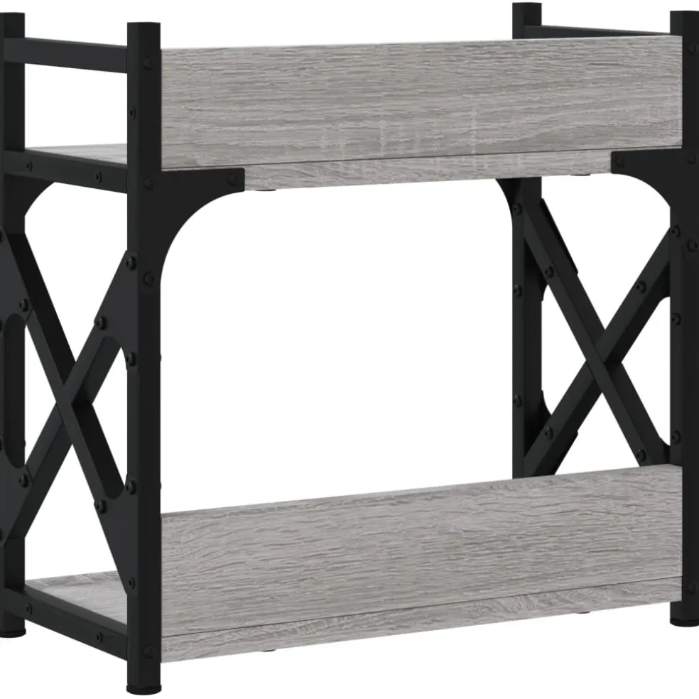 vidaXL Printerstandaard 2-laags 40x20x40 cm bewerkt hout grijs sonoma