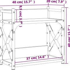 vidaXL Printerstandaard 2-laags 40x20x40 cm bewerkt hout grijs sonoma