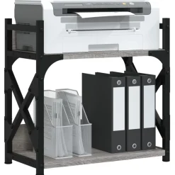 vidaXL Printerstandaard 2-laags 40x20x40 cm bewerkt hout grijs sonoma