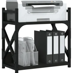 vidaXL Printerstandaard 2-laags 40x20x40 cm bewerkt hout zwart