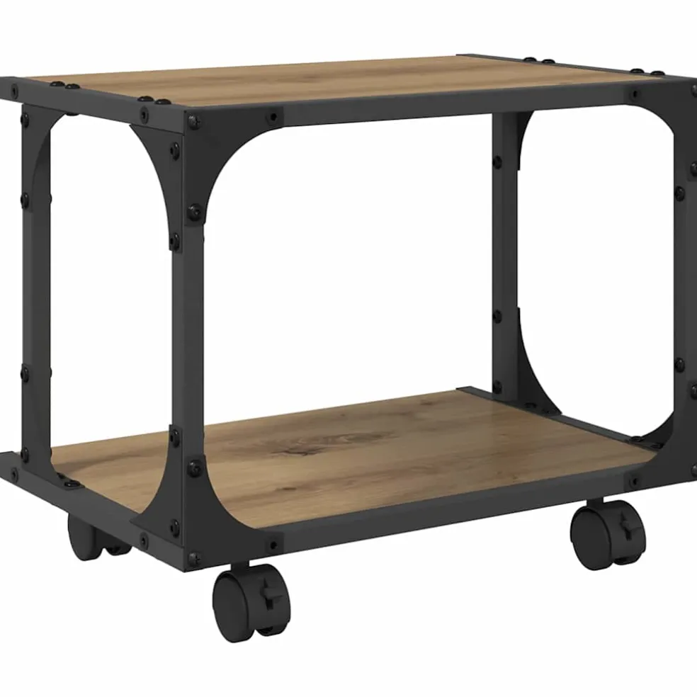 vidaXL Printerstand Artisanaal eiken 41 x 28 x 33,5 cm Bewerkt hout