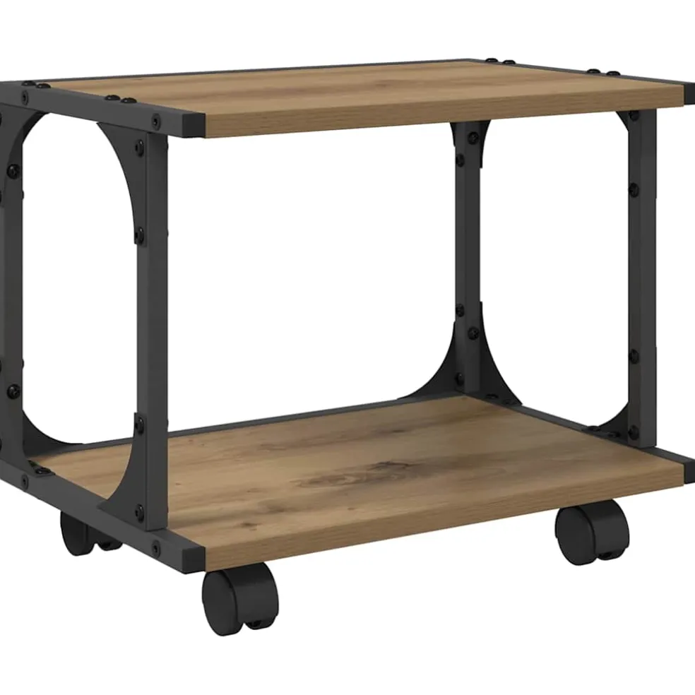 vidaXL Printerstand Artisanaal eiken 41 x 28 x 33,5 cm Bewerkt hout