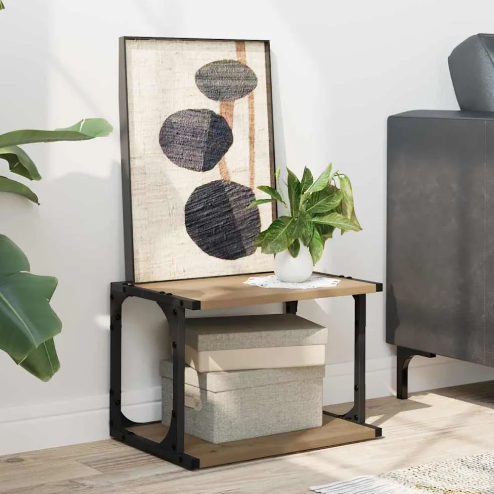 vidaXL Printerstand Artisanaal eiken 41 x 28 x 33,5 cm Bewerkt hout