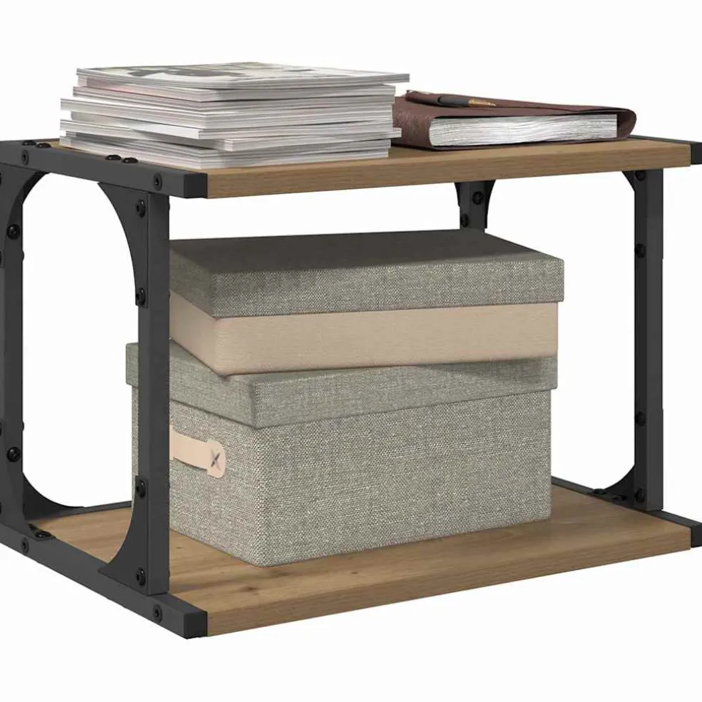 vidaXL Printerstand Artisanaal eiken 41 x 28 x 33,5 cm Bewerkt hout