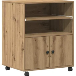 vidaXL Printerstand Artisanaal eiken 60 x 48 x 74 cm Bewerkt hout